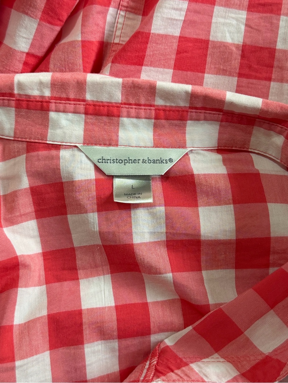 Christopher & Banks Red and White Gingham Button-Down Shirt - Picture 5 of 6